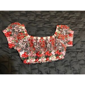 Urban outfitters mesh floral crop top